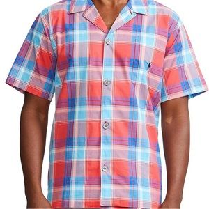 Mens Polo Ralph Lauren Medium Short-Sleeve Plaid Woven Pajama Top | Brand New